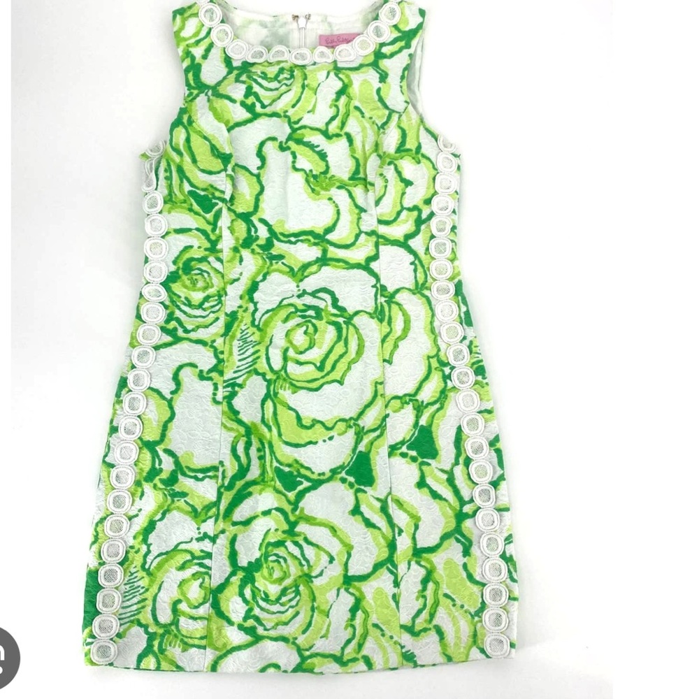 Lilly Pulitzer Green and White Detailed Dress. Size 2